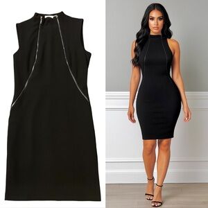 🔥 Gorgeous ✨ Women’s Black Marvin Richards Double Front Zipper Dress NWOT